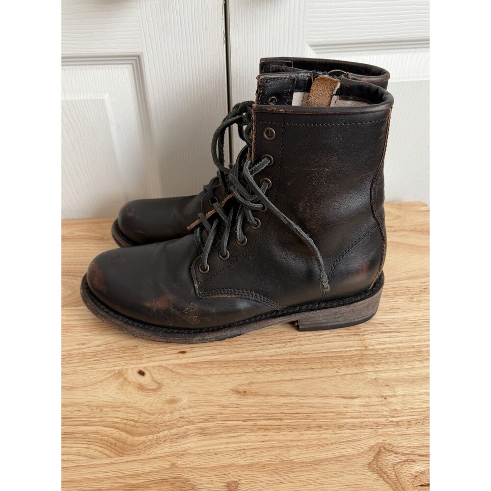 Freebird Manchester Boots Distressed Black Brown Leather Lace Zip Womens US 8